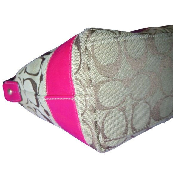 Coach 2008 Legacy Cursive Creed Limited Edition Canvas Leather Pink Stripe Demi - Picture 9 of 13